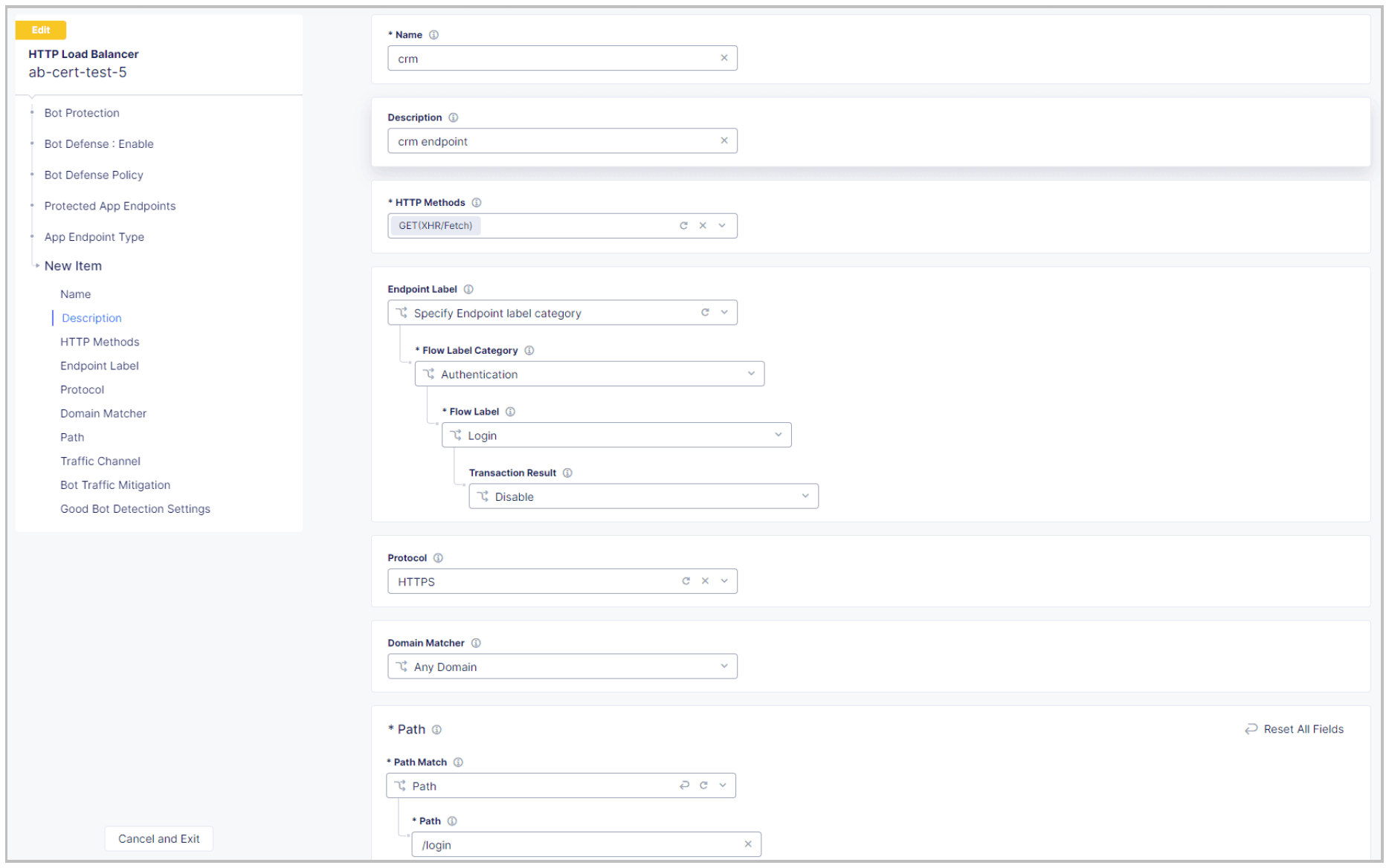 Figure: Configure Protected Application Endpoints